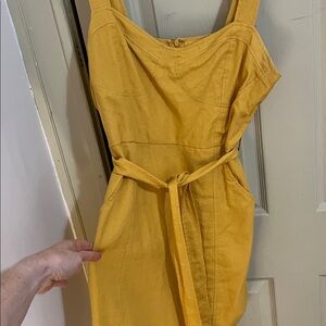 Bacio Mustard Sleeveless Dress with Belt